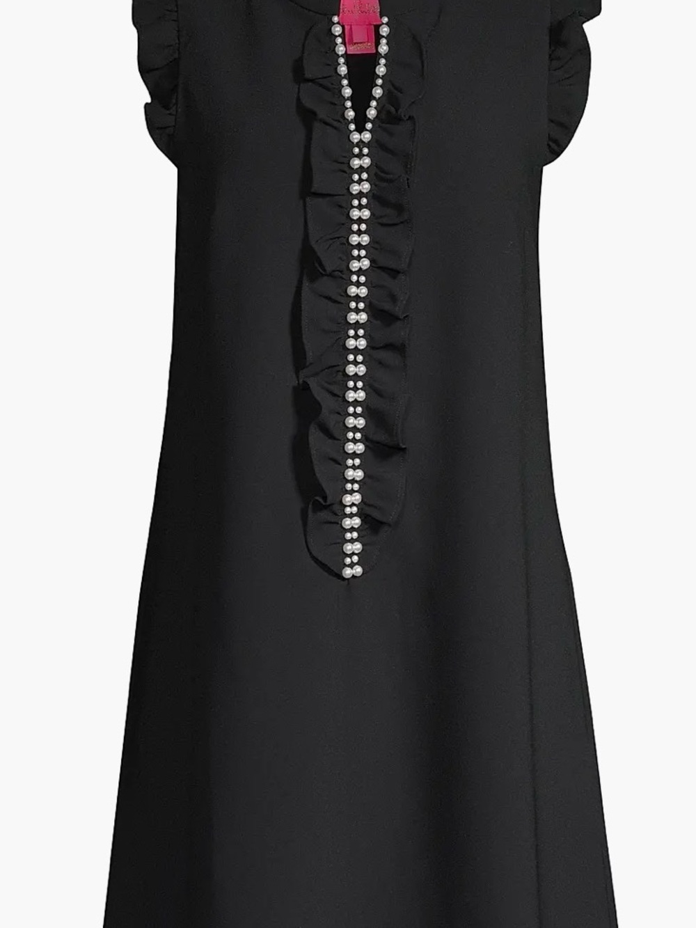 Lilly Pulitzer Black Ruffle Shift Dress with Pearl Trim